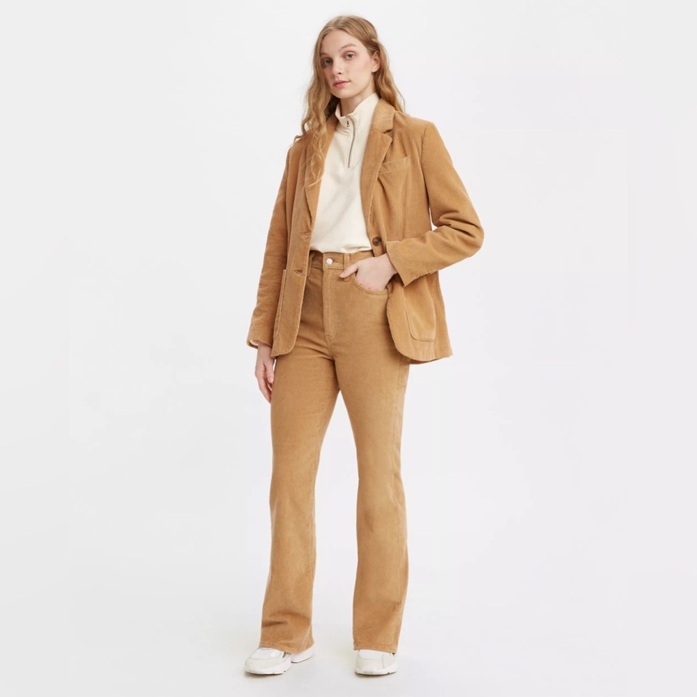 Levi’s Premium Women’s Ribcage Bootcut Corduroy Pants Iced Coffee 29x32 Tan 90s
